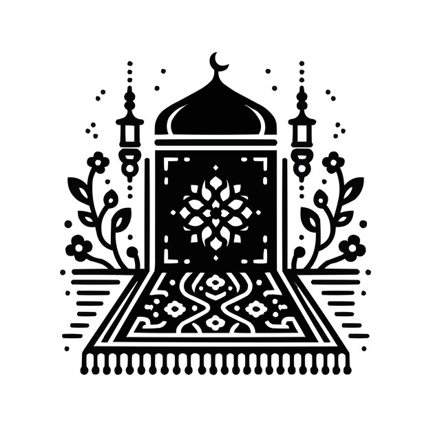 Muslim prayer mat vector prayer rug design illustration