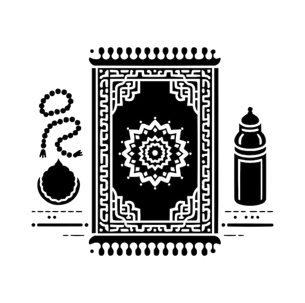 Muslim prayer mat vector prayer rug design illustration