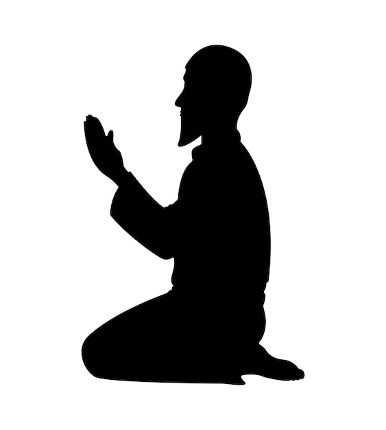 Muslim Praying Man Silhouette Illustration