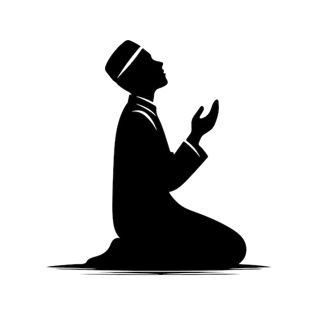 Vector muslim praying silhouette praying symbol illustration