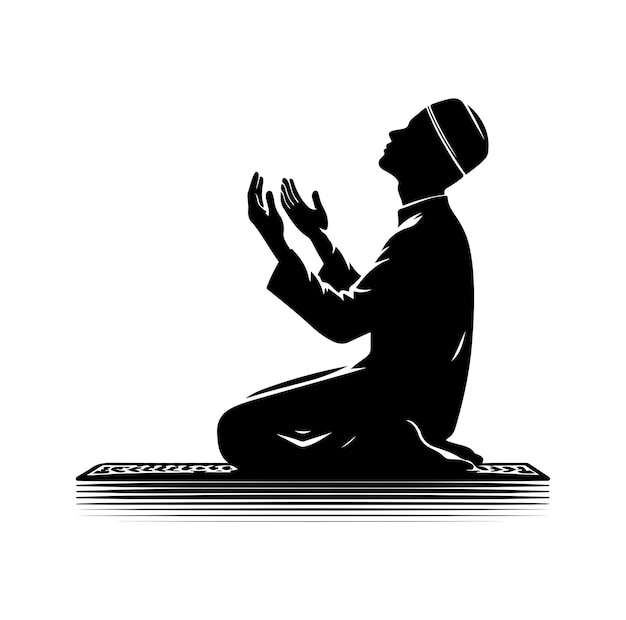 Vector muslim praying silhouette praying symbol illustration