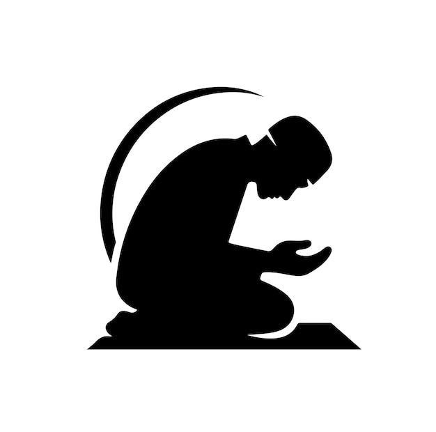 Vector muslim praying silhouette praying symbol illustration