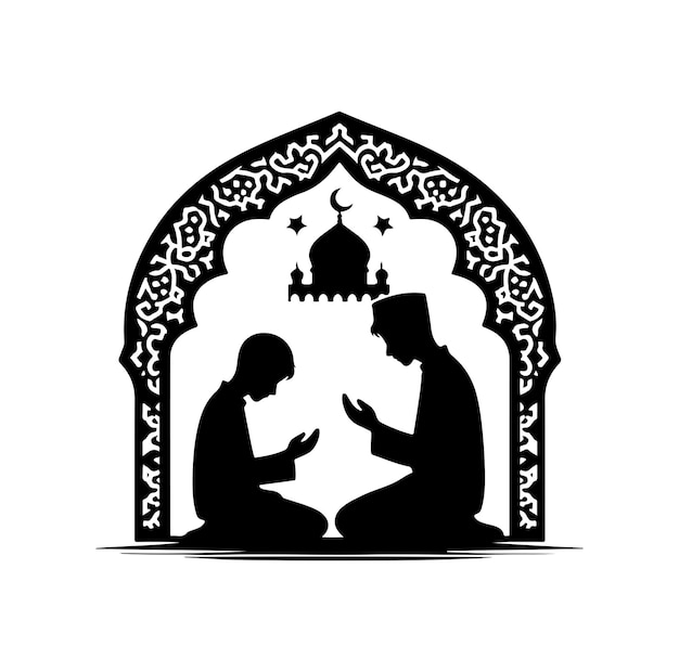 Muslim Praying silhouette praying symbol vector illustration