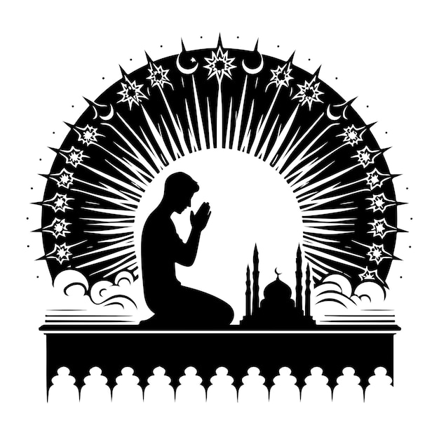 Muslim praying silhouette vector illustration design