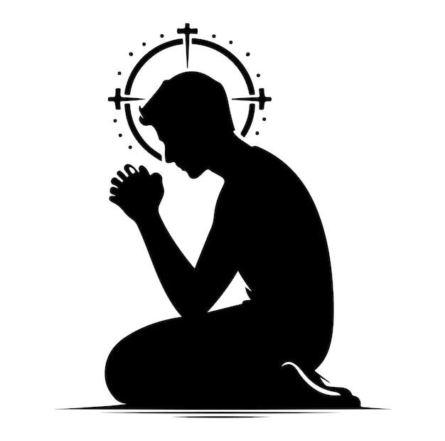 Muslim praying silhouette vector illustration design