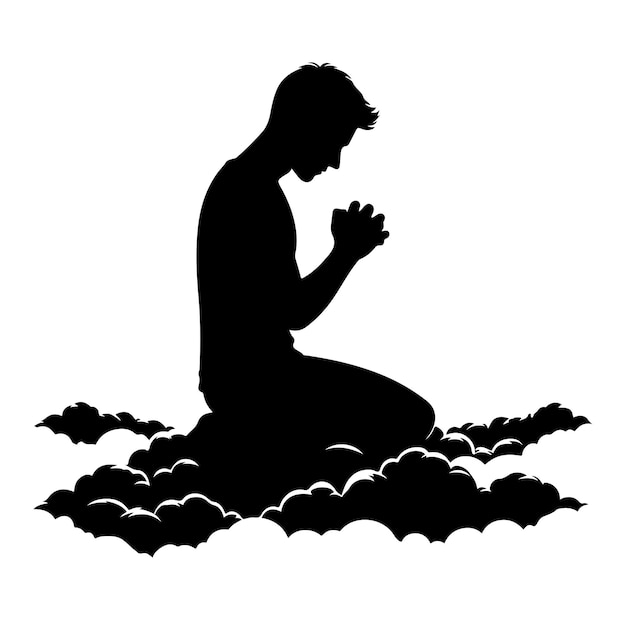 Muslim praying silhouette vector illustration design