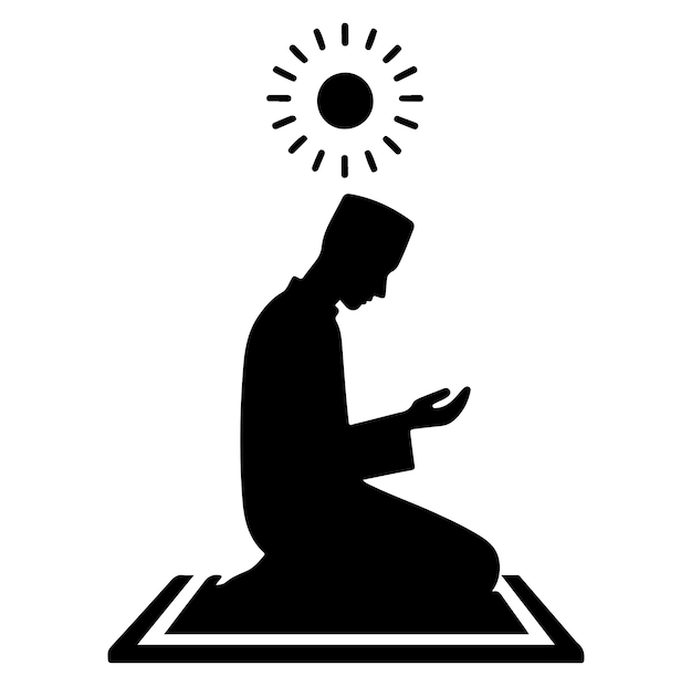 Vector muslim praying vector silhouette