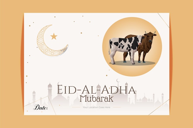 Muslim Religious Eid al Adha Mubarak Islamic festival Flyer and Banner