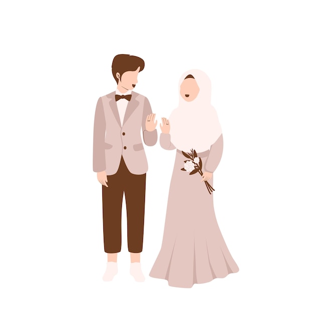 Muslim wedding couple illustration