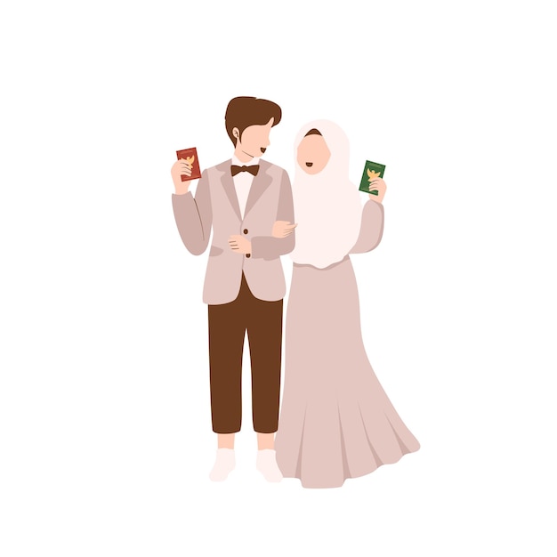 Muslim wedding couple illustration