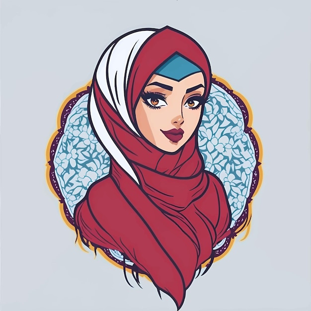 Muslim woman in hijab Portrait of a young arab girl in traditional hijab dress Vector