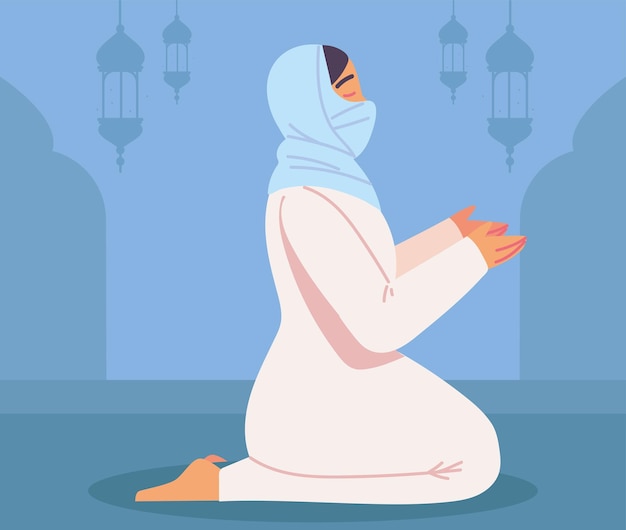 Muslim woman in a hijab praying