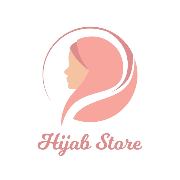 Muslim woman wearing hijab Fashion logo design vector symbol