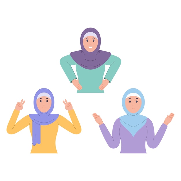 Muslim women group flat design