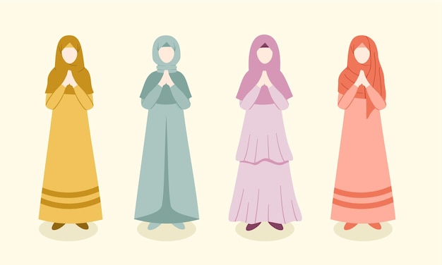 Muslimah Hijab Chaacter for Eid al Fitr Illustration