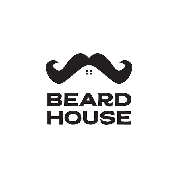 Mustache beard with house logo symbol icon vector graphic design illustration idea creative