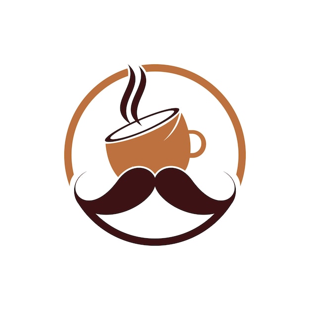 Mustache coffee vector logo design template