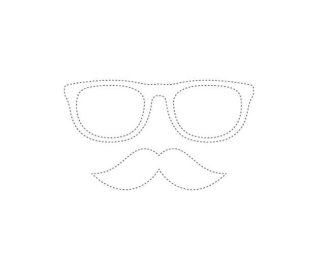 Mustache and Glasses tracing worksheet for kids