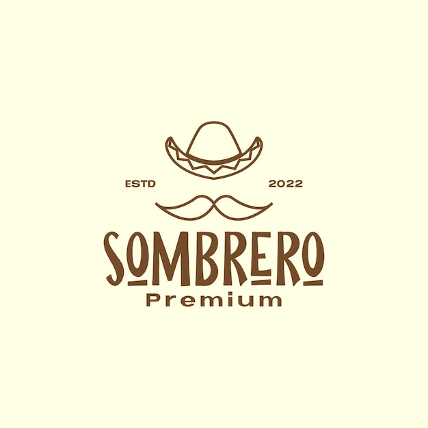 Mustache with sombrero hat vintage logo design vector graphic symbol icon illustration creative idea