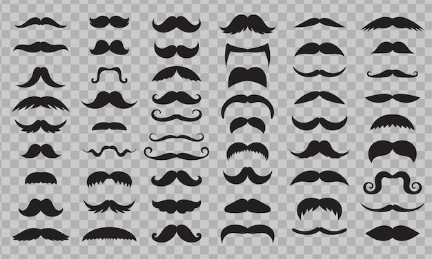 Mustaches icon collection. Moustache symbol set.