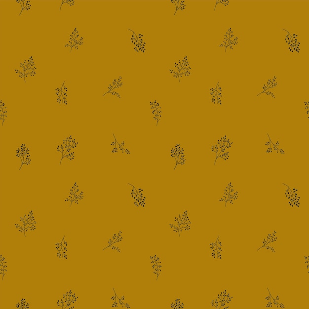 Mustard branch flower pattern textile color pattern kids decor white background logo design