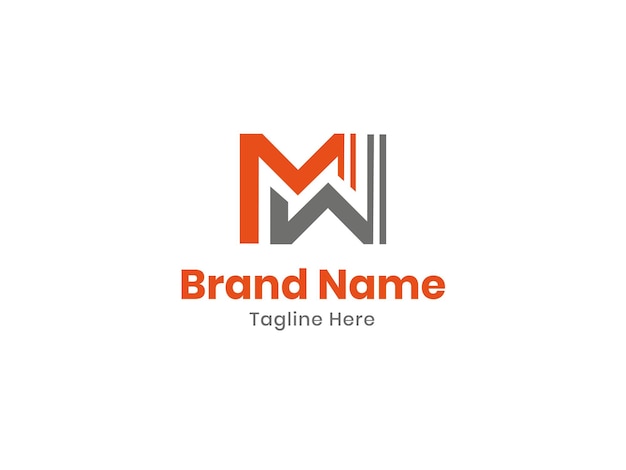 MW logo MW design orange and gray WM letter Initial letter MW monogram log