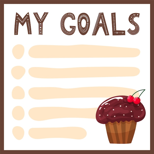 My goals set of to do lists with cute dessert donut illustrations for agenda planners check lists no