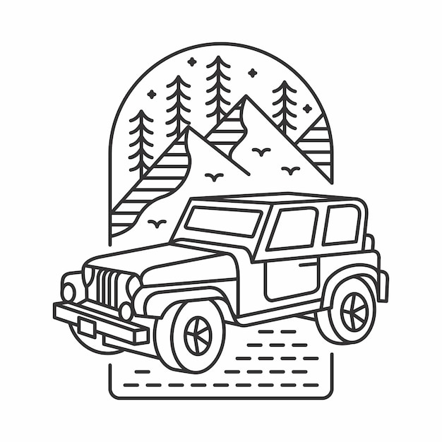 My Jeep My Adventure Monoline Illustration