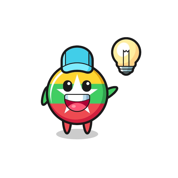 Myanmar flag badge character cartoon getting the idea , cute design