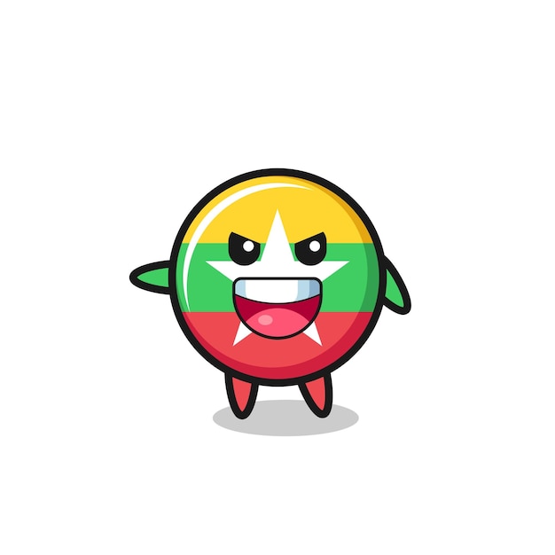 Myanmar flag cartoon with very excited pose