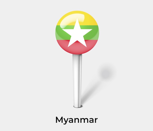 Myanmar push pin for map vector illustration