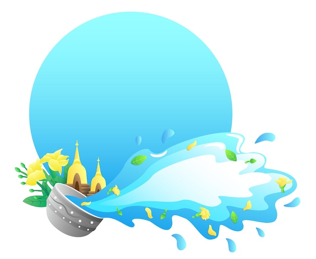 Myanmar Songkran Festival border decorative elements vector illustration