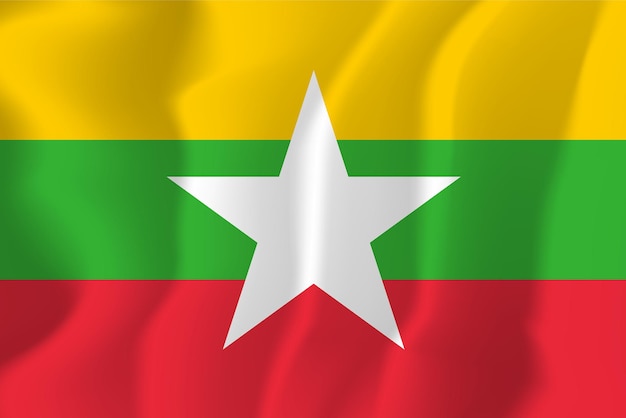 Myanmar Waved Flag Illustration Vector Background