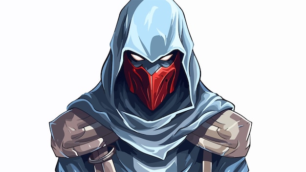 Vector mysterious warrior assassin in armor with hood on head