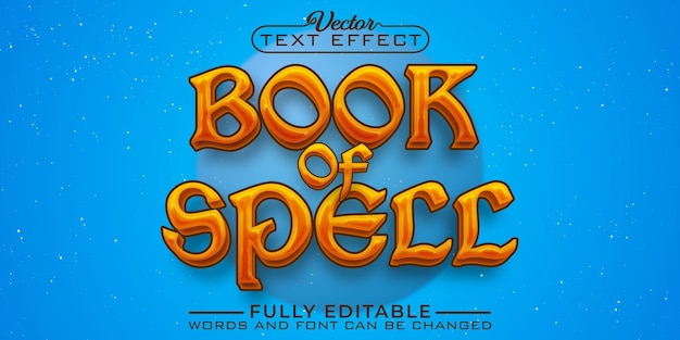 Vector mystery book of spell vector editable text effect template