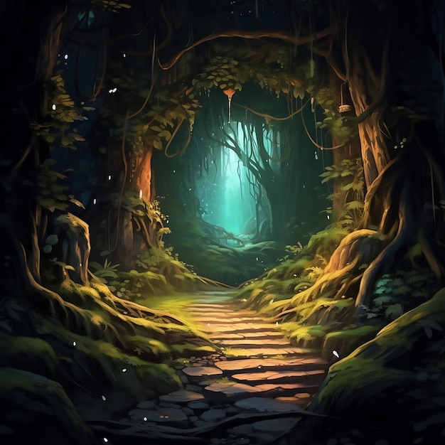 mystery imagination fairy jungle painting magic dream fantasy glow halloween fog path game