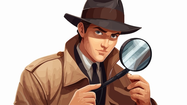 Vector mystery inspector detective character inspection concept