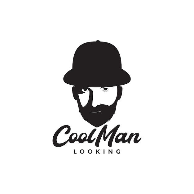 Mystery man with beard and hat detective logo design vector graphic symbol icon illustration creative idea