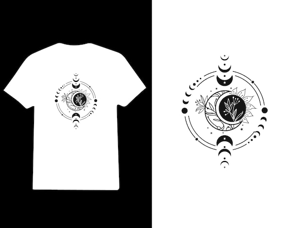 Vector mystic moon and sun shirt mystical moon phase shirt moon phase tshirt boho vintage moon shirt