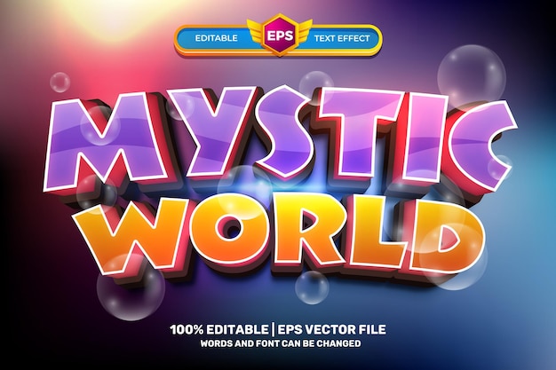 Mystic world cartoon glow Bold 3D Editable text Effect Style