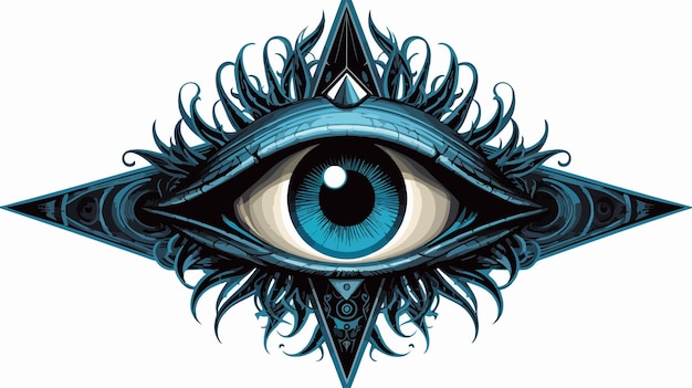 Mystical AllSeeing Eye Pentagram Cartoon Illustration