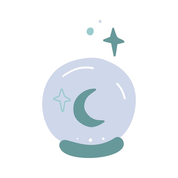 Mystical ball with moon and stars