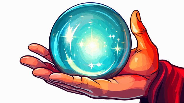 Vector mystical crystal ball fantasy sketch car vector illustration