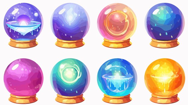 Vector mystical crystal ball and gemstones for astrology and fortune telling