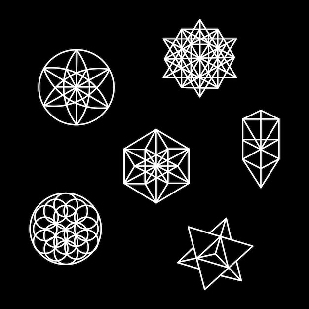 Vector mystical esoteric symbols of kabbalah drawn by hand