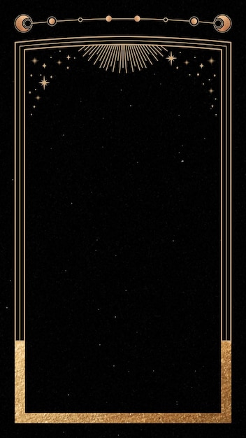 Mystical gold frame on black background mobile phone wallpaper