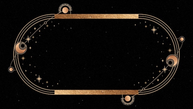 Mystical golden frame on black background vector