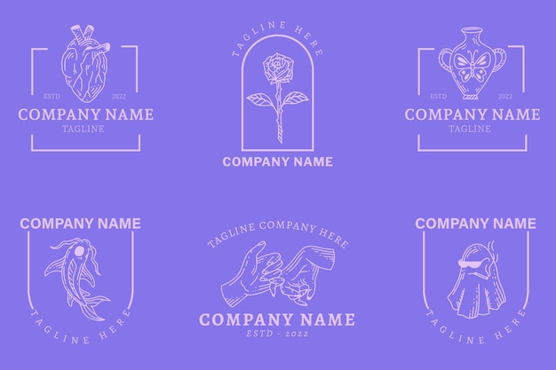 Mystical Logo Minimalist Symbol Templates Collection Element Light Purple Pastel