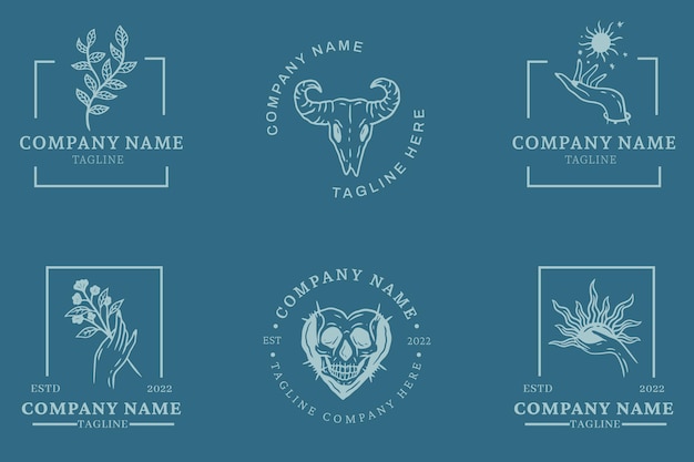 Mystical Luxury Minimalist Symbol Logo Collection Pastel Style Element