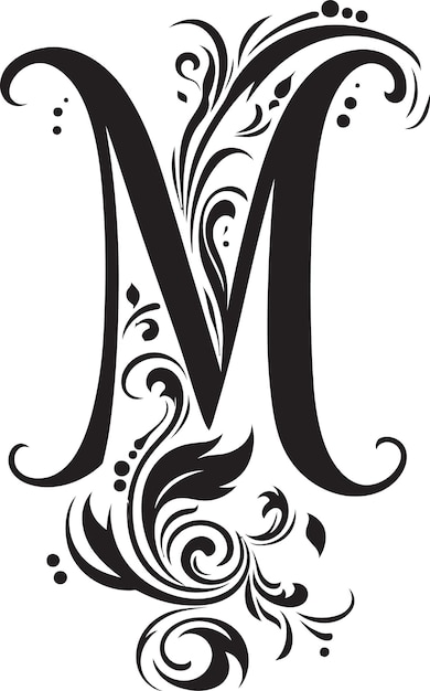 Mystical Script Mystifying Font M Vector Monumental Flourish Stately Letter M Vector Art